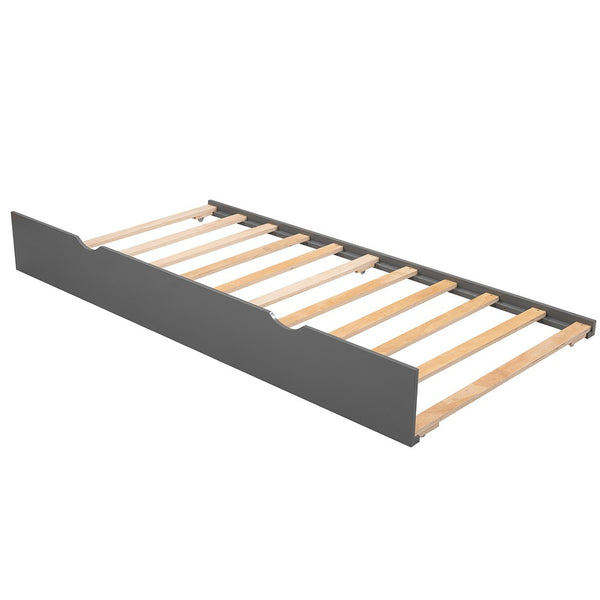 Homeroots Gray Wood Twin Bed Frame With Trundle  Manufactured Wood 473535