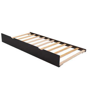 Homeroots Espresso Wood Twin Bed Frame With Trundle  Manufactured Wood 473537