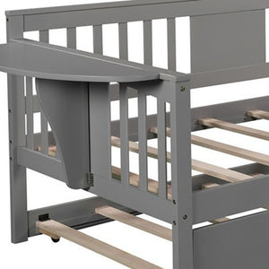 Homeroots Gray Wood Twin Bed Frame With Trundle  Manufactured Wood 473542