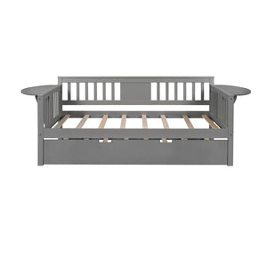 Homeroots Gray Wood Twin Bed Frame With Trundle  Manufactured Wood 473542