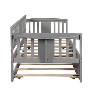 Homeroots Gray Wood Twin Bed Frame With Trundle  Manufactured Wood 473542