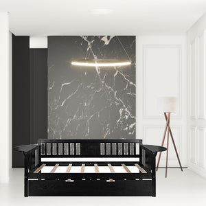 Homeroots Espresso Wood Twin Bed Frame With Trundle  Manufactured Wood 473544