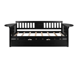 Homeroots Espresso Wood Twin Bed Frame With Trundle  Manufactured Wood 473544