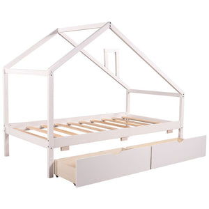 Homeroots White Wood Twin Four Poster Bed Frame  Manufactured Wood 473548