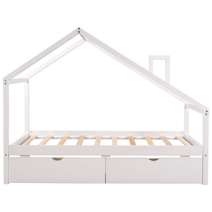 Homeroots White Wood Twin Four Poster Bed Frame  Manufactured Wood 473548