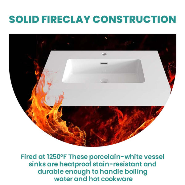 English Elm BB02-30-101, Glossy Integrated Solid Surface Basin with Overflow — Sleek Seamless Design for Luxury Bathrooms White W1865107113