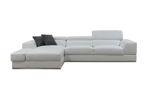 Homeroots White Genuine Leather L Shaped Two Piece Sofa And Chaise Sectional With Console   473562