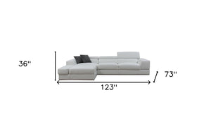 Homeroots White Genuine Leather L Shaped Two Piece Sofa And Chaise Sectional With Console   473562