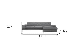 Homeroots Dark Gray Polyester L Shaped Two Piece Sofa And Chaise Sectional   473565