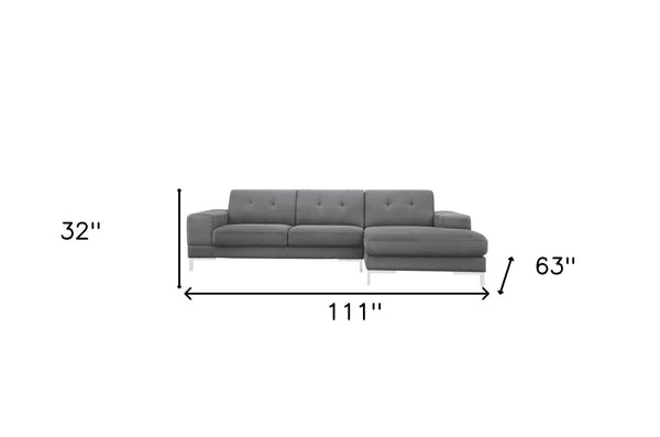 Homeroots Dark Gray Polyester L Shaped Two Piece Sofa And Chaise Sectional   473565