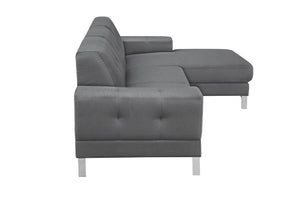 Homeroots Dark Gray Polyester L Shaped Two Piece Sofa And Chaise Sectional   473565