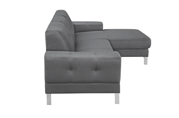 Homeroots Dark Gray Polyester L Shaped Two Piece Sofa And Chaise Sectional   473565