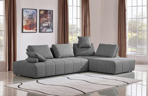 HomeRoots Gray Modular L-Shaped Sectional Sofa with Chaise, Toss Pillows, Durable Design for Modern Living 473566