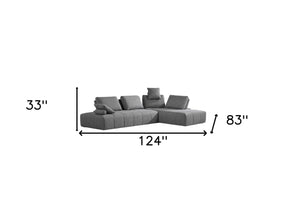 HomeRoots Gray Modular L-Shaped Sectional Sofa with Chaise, Toss Pillows, Durable Design for Modern Living 473566