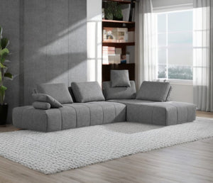 HomeRoots Gray Modular L-Shaped Sectional Sofa with Chaise, Toss Pillows, Durable Design for Modern Living 473566