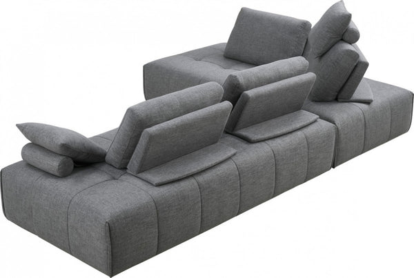 HomeRoots Gray Modular L-Shaped Sectional Sofa with Chaise, Toss Pillows, Durable Design for Modern Living 473566