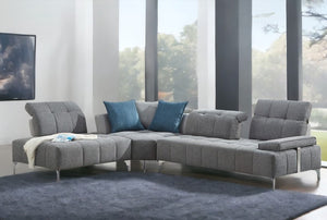 Homeroots Gray Polyester Modular L Shaped Three Piece Corner Sectional   473567