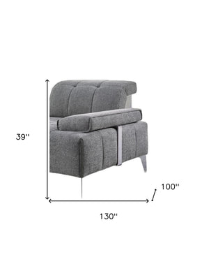 Homeroots Gray Polyester Modular L Shaped Three Piece Corner Sectional   473567