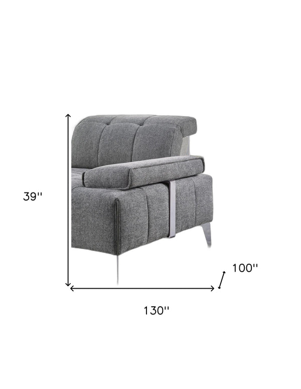 Homeroots Gray Polyester Modular L Shaped Three Piece Corner Sectional   473567