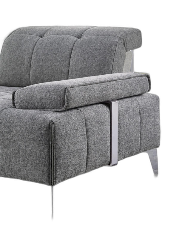 Homeroots Gray Polyester Modular L Shaped Three Piece Corner Sectional   473567
