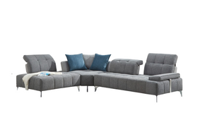 Homeroots Gray Polyester Modular L Shaped Three Piece Corner Sectional   473567