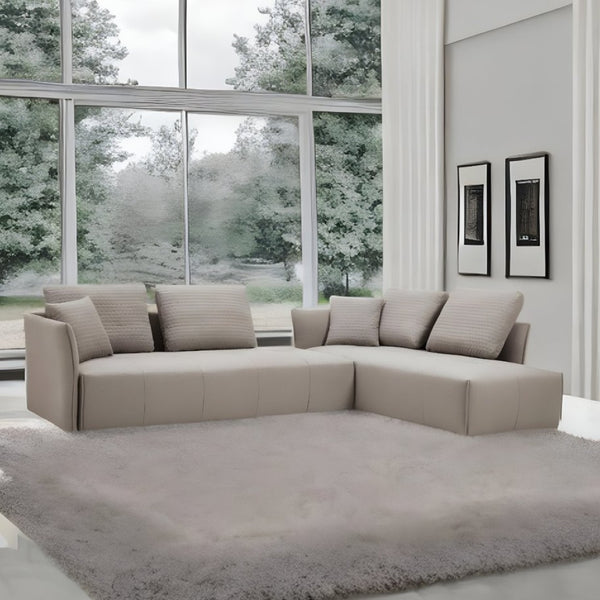 HomeRoots Light Gray Modular L-Shaped Sectional Sofa with Chaise, Sleeper Functionality & Toss Pillows Included 473568