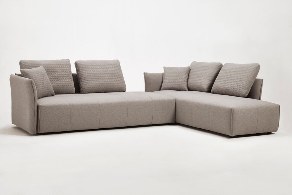 HomeRoots Light Gray Modular L-Shaped Sectional Sofa with Chaise, Sleeper Functionality & Toss Pillows Included 473568