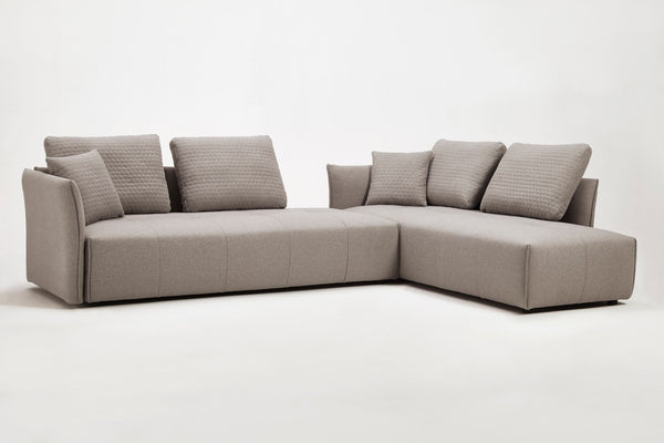 HomeRoots Light Gray Modular L-Shaped Sectional Sofa with Chaise, Sleeper Functionality & Toss Pillows Included 473568