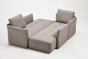 HomeRoots Light Gray Modular L-Shaped Sectional Sofa with Chaise, Sleeper Functionality & Toss Pillows Included 473568