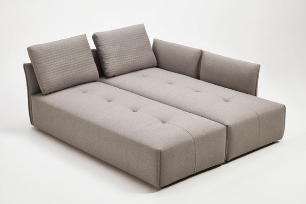 HomeRoots Light Gray Modular L-Shaped Sectional Sofa with Chaise, Sleeper Functionality & Toss Pillows Included 473568