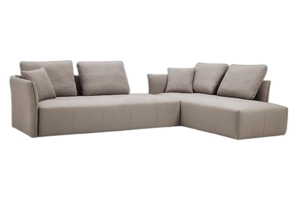 HomeRoots Light Gray Modular L-Shaped Sectional Sofa with Chaise, Sleeper Functionality & Toss Pillows Included 473568