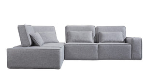 HomeRoots Light Gray Modular L-Shaped Sectional Sofa Set with Ottoman & Toss Pillows for Modern Living Spaces 473570