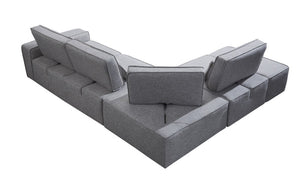 HomeRoots Light Gray Modular L-Shaped Sectional Sofa Set with Ottoman & Toss Pillows for Modern Living Spaces 473570
