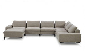 Homeroots Designer Contemporary Tan Fabric U Shaped Sectional Sofa   473571