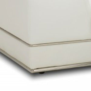 Homeroots Contemporary White Leather Right Facing Wide Arm Sectional Sofa   473573