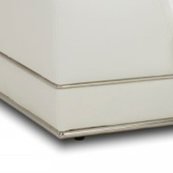 Homeroots Contemporary White Leather Right Facing Wide Arm Sectional Sofa   473573