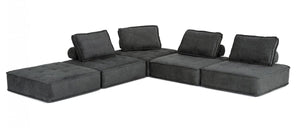 Homeroots Modern Charcoal Gray Floor Pillow Modular Sectional Sofa   473574