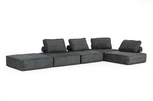 Homeroots Modern Charcoal Gray Floor Pillow Modular Sectional Sofa   473574