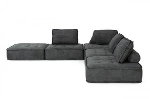 Homeroots Modern Charcoal Gray Floor Pillow Modular Sectional Sofa   473574