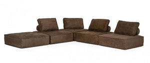 Homeroots Modern Chocolate Brown Floor Pillow Modular Sectional Sofa   473575