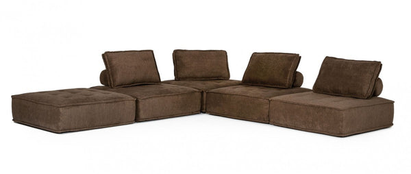 Homeroots Modern Chocolate Brown Floor Pillow Modular Sectional Sofa   473575