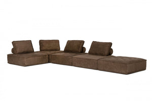 Homeroots Modern Chocolate Brown Floor Pillow Modular Sectional Sofa   473575