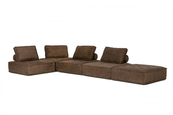 Homeroots Modern Chocolate Brown Floor Pillow Modular Sectional Sofa   473575