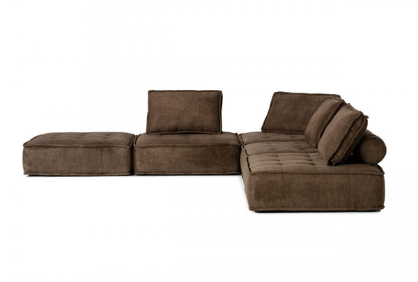 Homeroots Modern Chocolate Brown Floor Pillow Modular Sectional Sofa   473575