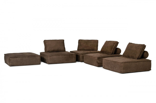 Homeroots Modern Chocolate Brown Floor Pillow Modular Sectional Sofa   473575