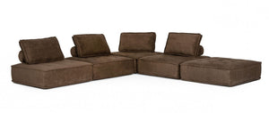 Homeroots Modern Chocolate Brown Floor Pillow Modular Sectional Sofa   473575