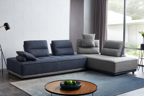 Homeroots Blue And Gray Ultimate Lounger Modular Sectional Sofa   473576