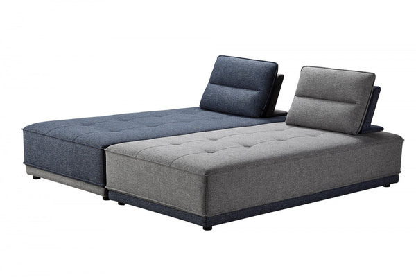 Homeroots Blue And Gray Ultimate Lounger Modular Sectional Sofa   473576