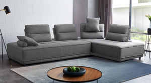 HomeRoots Gray Contemporary L-Shaped Two-Piece Sofa & Chaise - Durable Polyester, Plush Comfort, Modular Design 473577