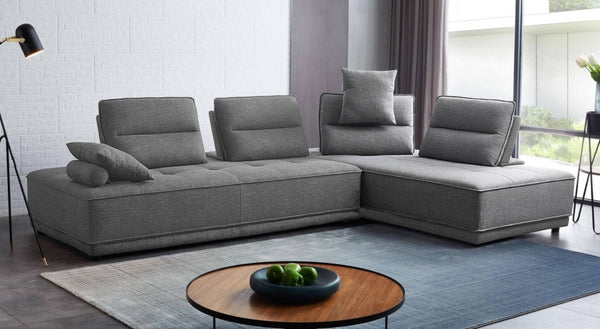 HomeRoots Gray Contemporary L-Shaped Two-Piece Sofa & Chaise - Durable Polyester, Plush Comfort, Modular Design 473577